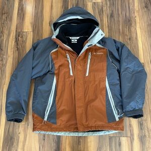 Columbia Men's Interchange 3 in 1, Gray and Brown Jacket, Size Medium